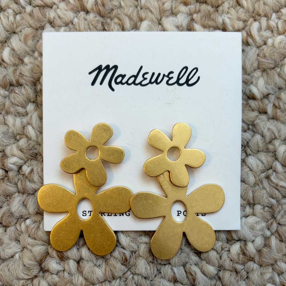 Madewell Gold Flower Drop Earrings